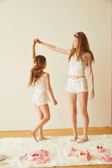 Teddy White With Rose Pointelle Shorts