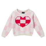 Girls Sweater & Flare Legging Set | Checkered Heart - Pink