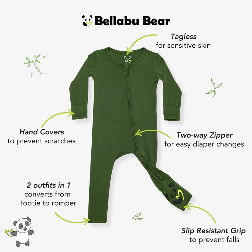 Evergreen Bamboo Convertible Footie