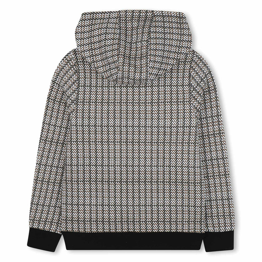 Black Hooded Sweat Top Brown Pattern