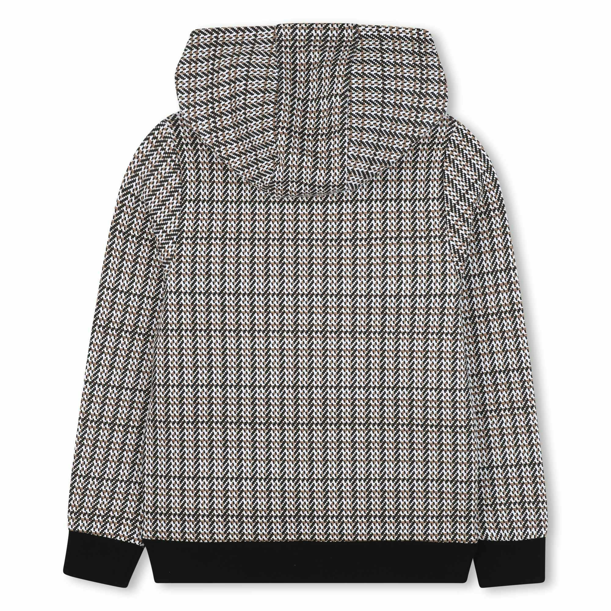 Black Hooded Sweat Top Brown Pattern
