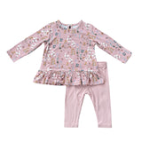 Long Sleeve Peplum Set Lavender Cloud Checkered