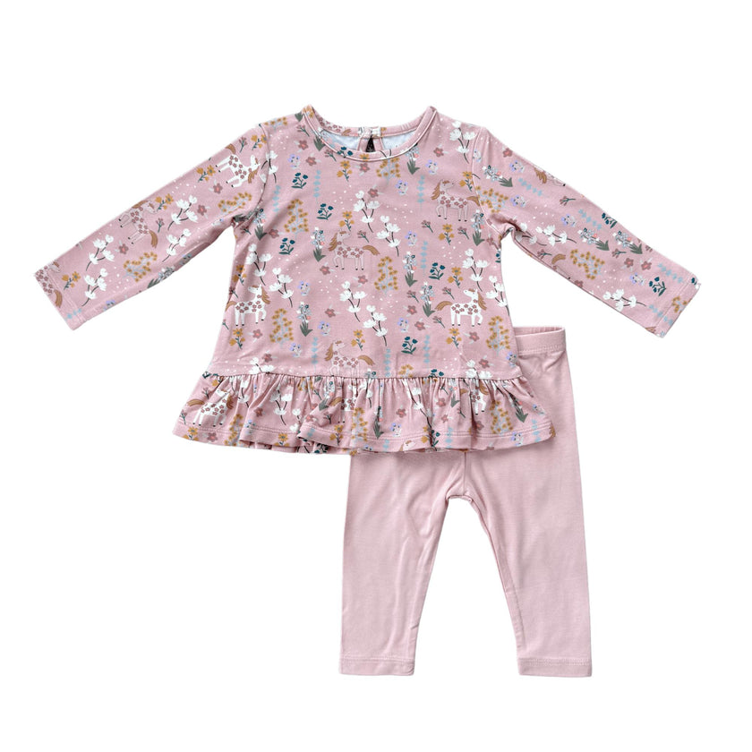 Long Sleeve Peplum Set Lavender Cloud Checkered