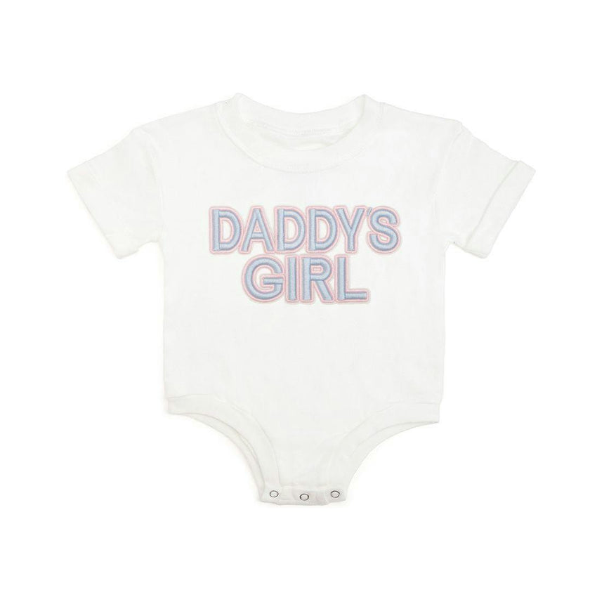 Daddy's Girl Patch Short Sleeve Romper - White
