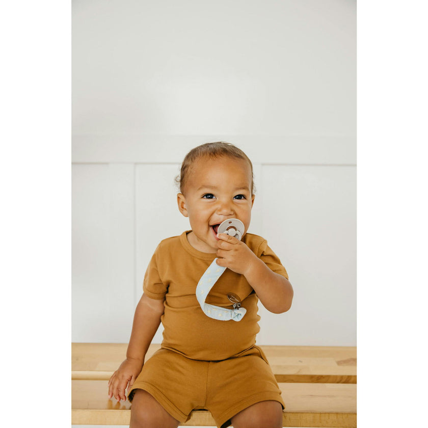 Vance Printed Binky Clips With Knit Strap