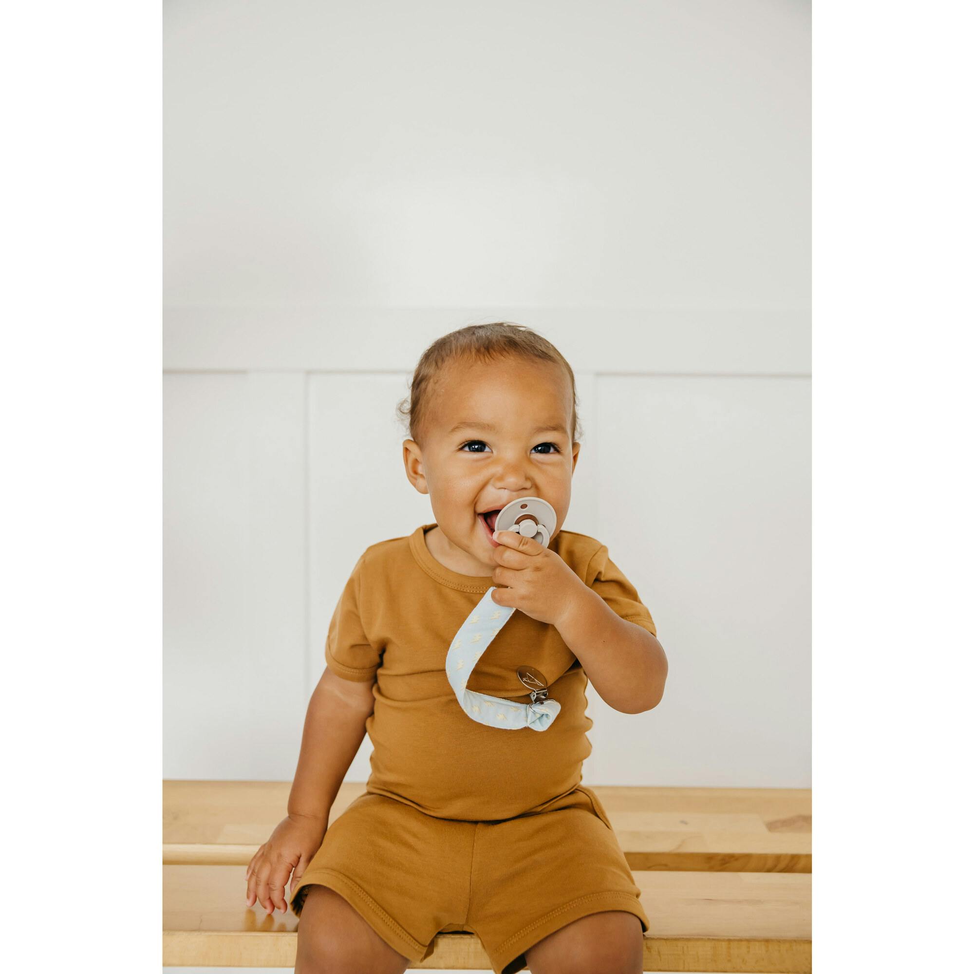 Vance Printed Binky Clips With Knit Strap
