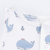 Bubbly Sailor Whales Blue - Short Playsuit
