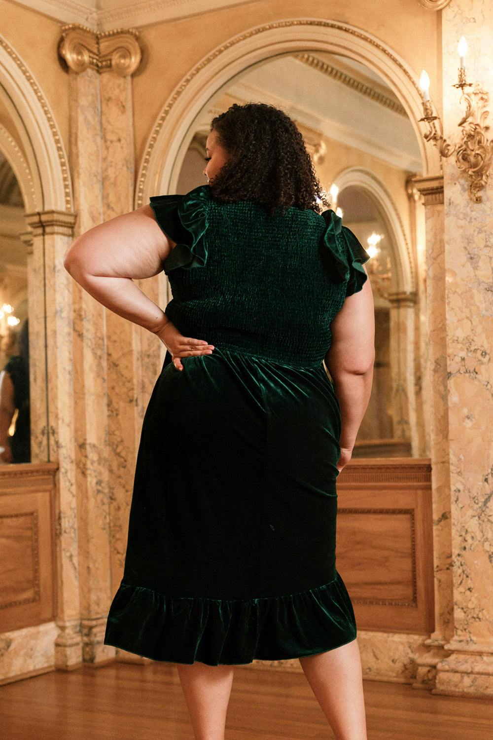 Hattie Dress in Emerald Velvet