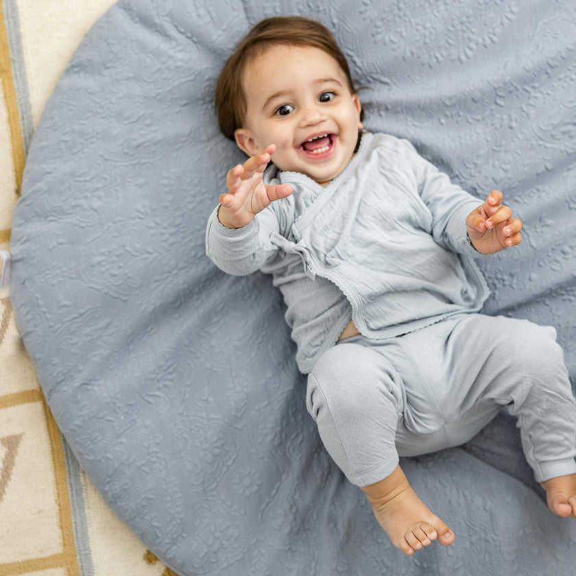 Crinkled Jersey Wrap 2Pc Set Blue