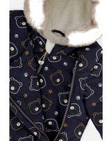 Baby Two Piece Snowsuit Blue Printed Teddy Bears