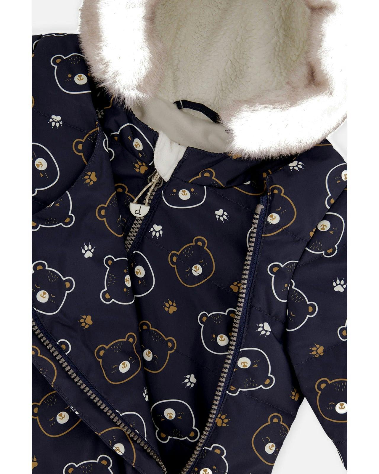 Baby Two Piece Snowsuit Blue Printed Teddy Bears