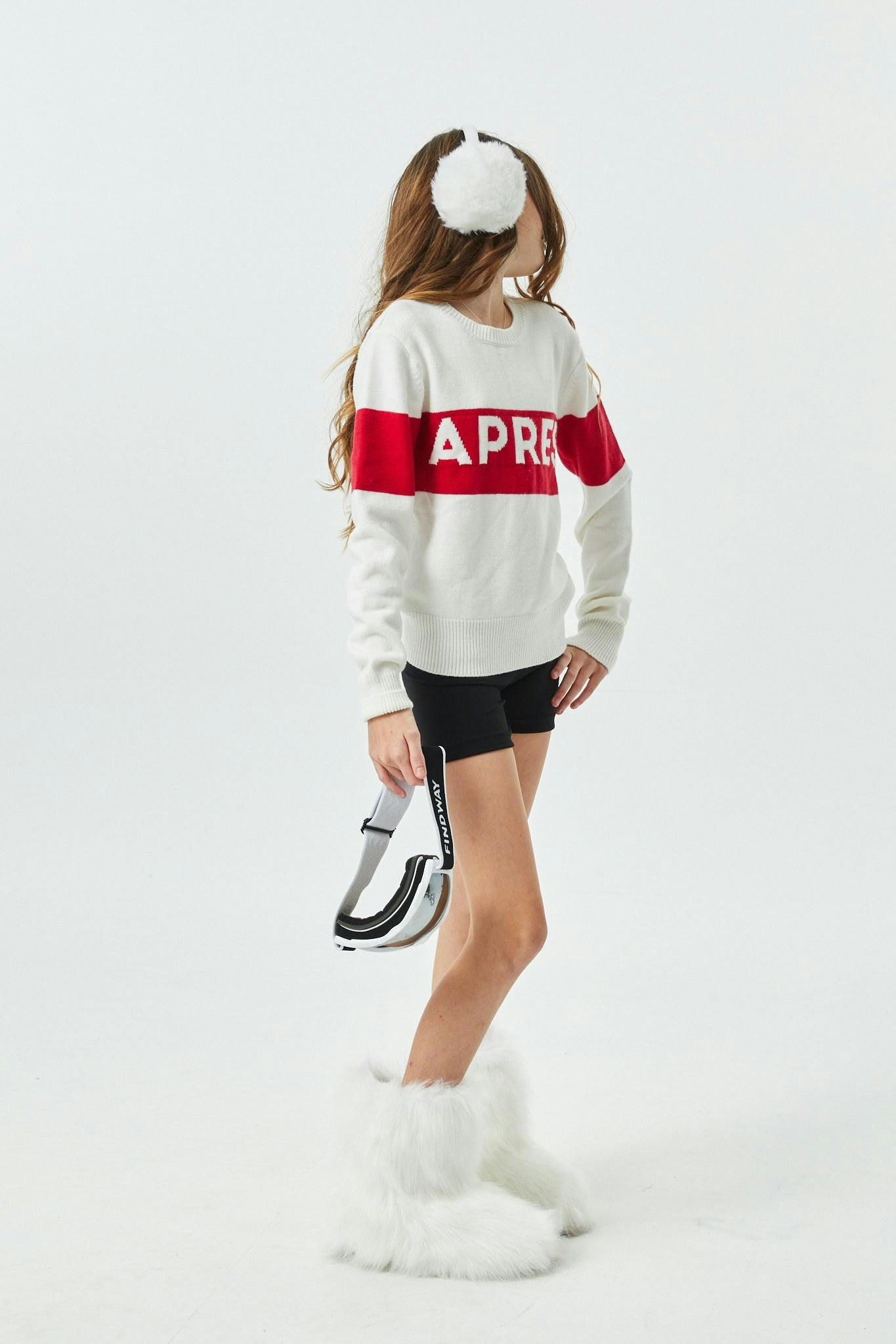 Tiegan Apres Red and White Graphic Sweater