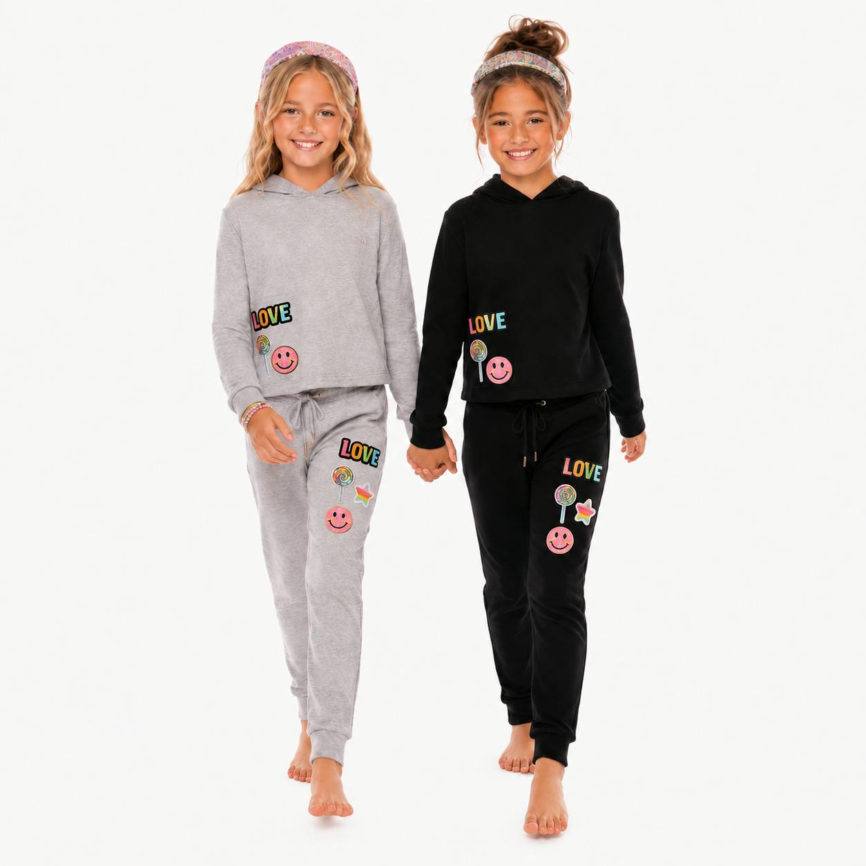 Butter Fleece Hooded Sweatshirt with LOVE & Happy Face Patches