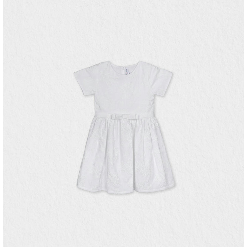 Eryna Girl Dress Short Sleeve, White Grape Embroidery