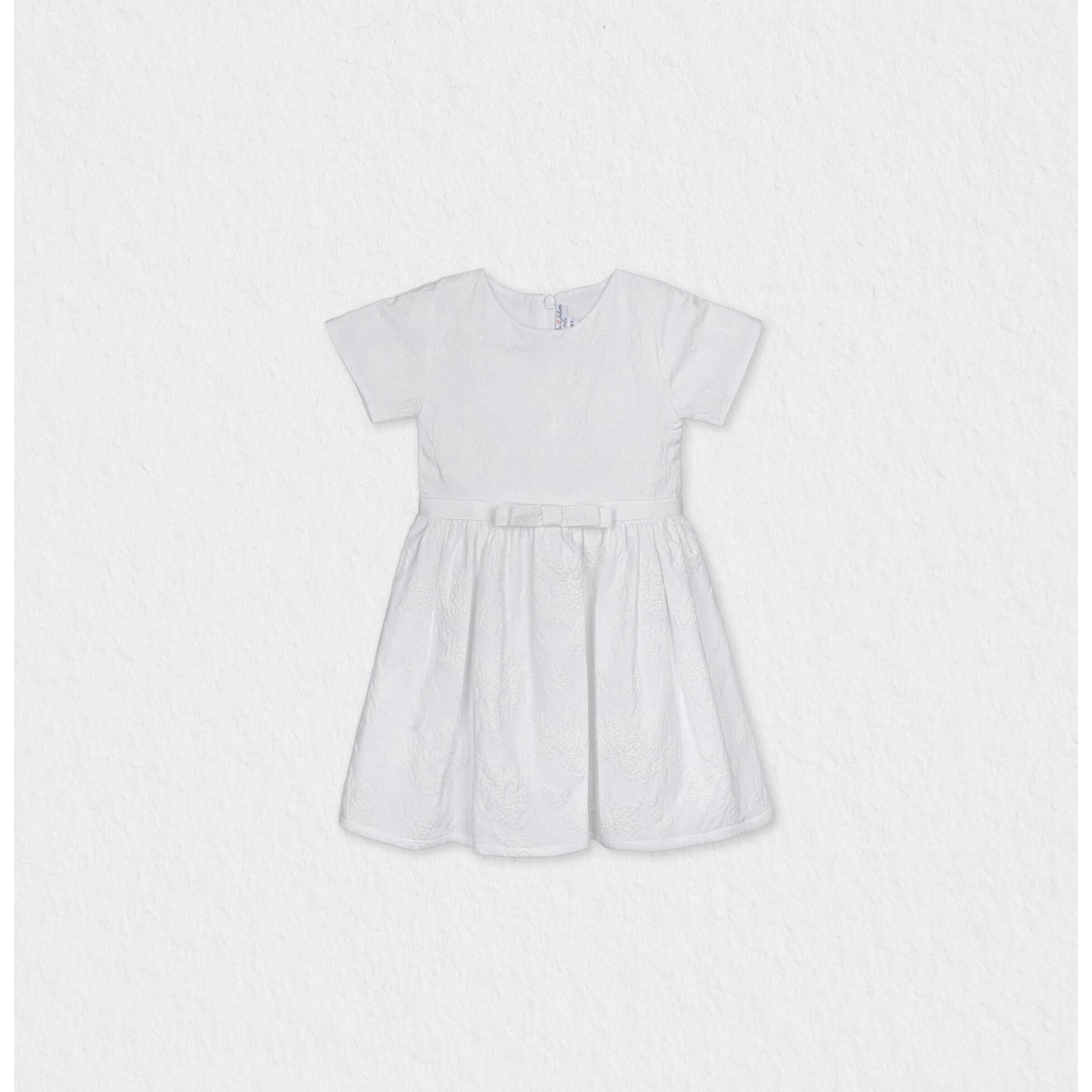 Eryna Girl Dress Short Sleeve, White Grape Embroidery