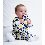 Black & Yellow Hearts Zip-up Baby Bodysuit