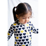 Black & Yellow Hearts Zip-up Baby Bodysuit