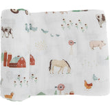 Cotton Muslin Swaddle Blanket - Farmyard