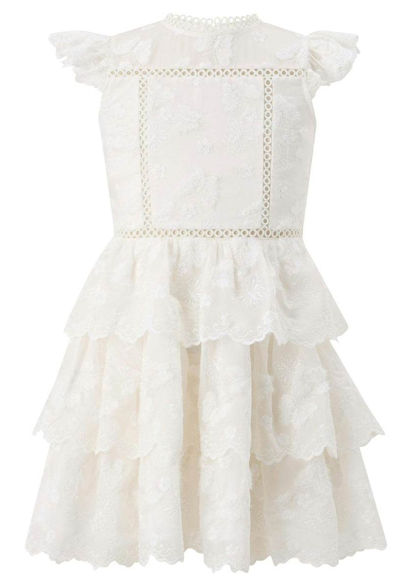 Alisha Frill Embroidery Mini Dress