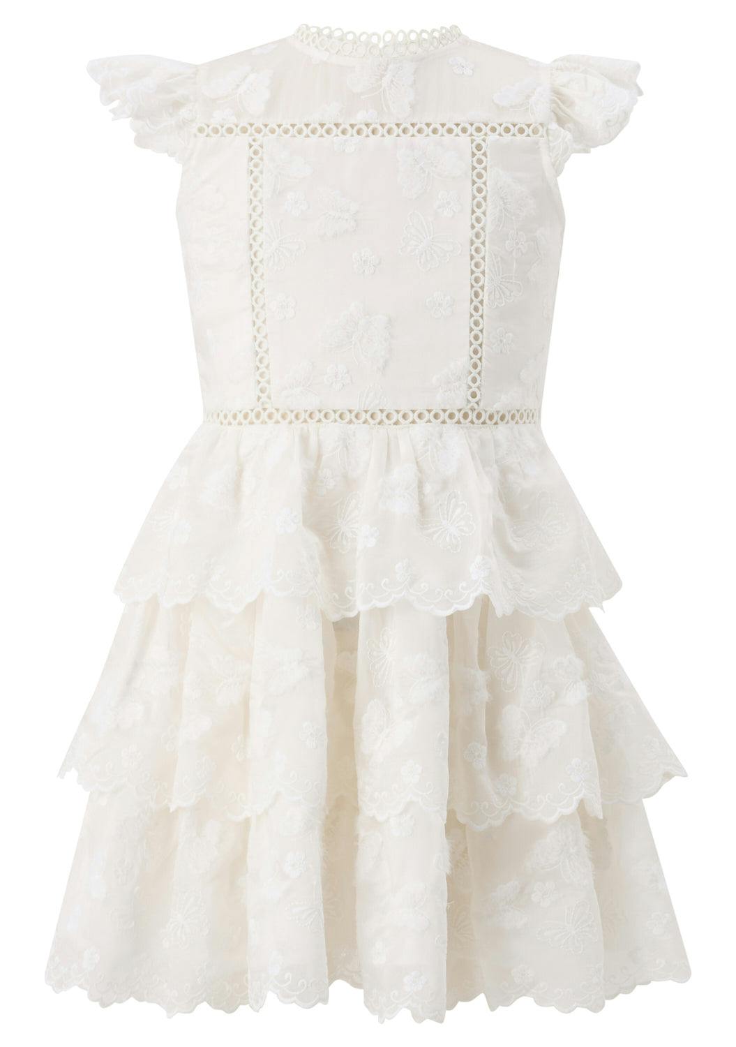 Alisha Frill Embroidery Mini Dress