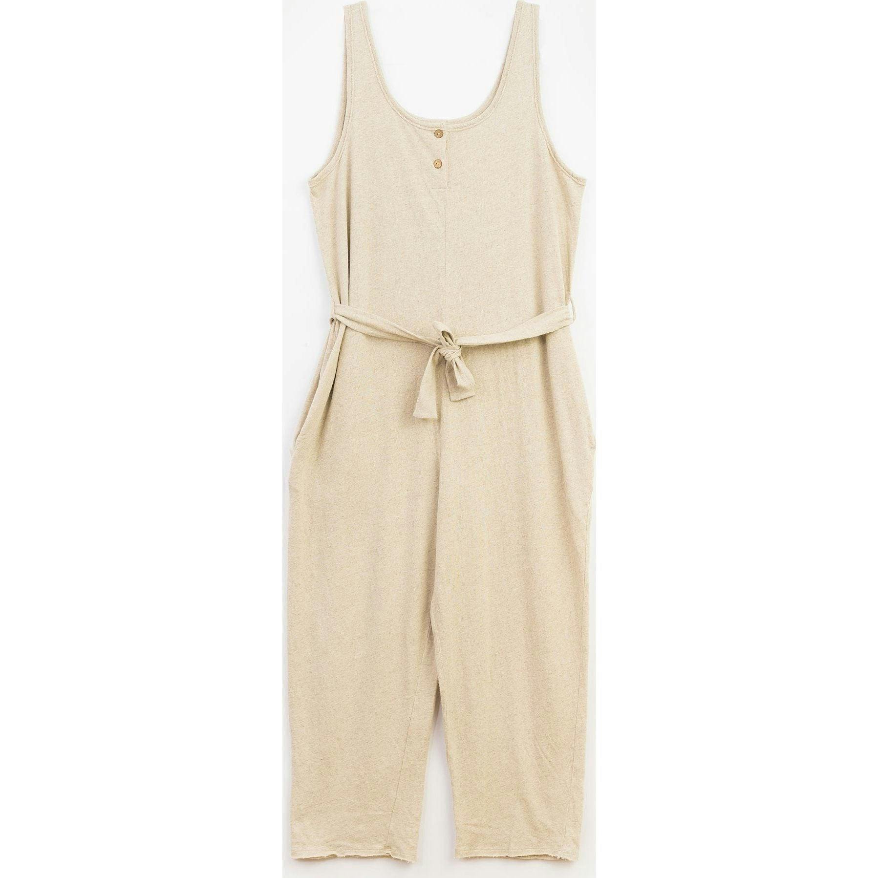 Women's 2-Buttoned Neck Tie-Waist Jumpsuit