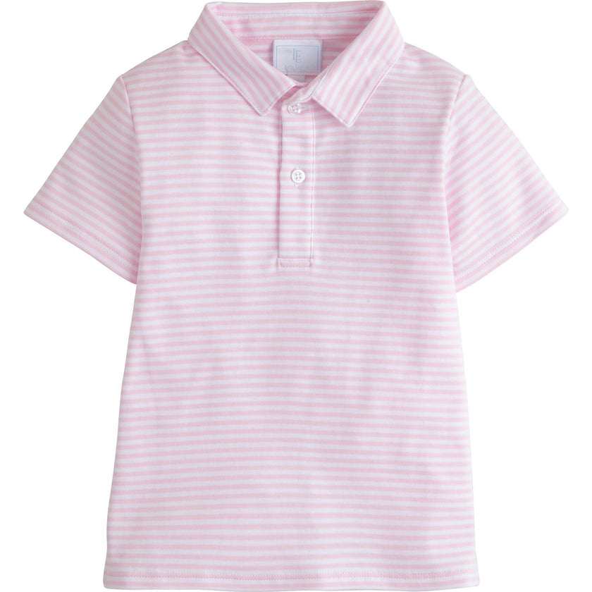 Short Sleeve Polo - Light Pink Stripe
