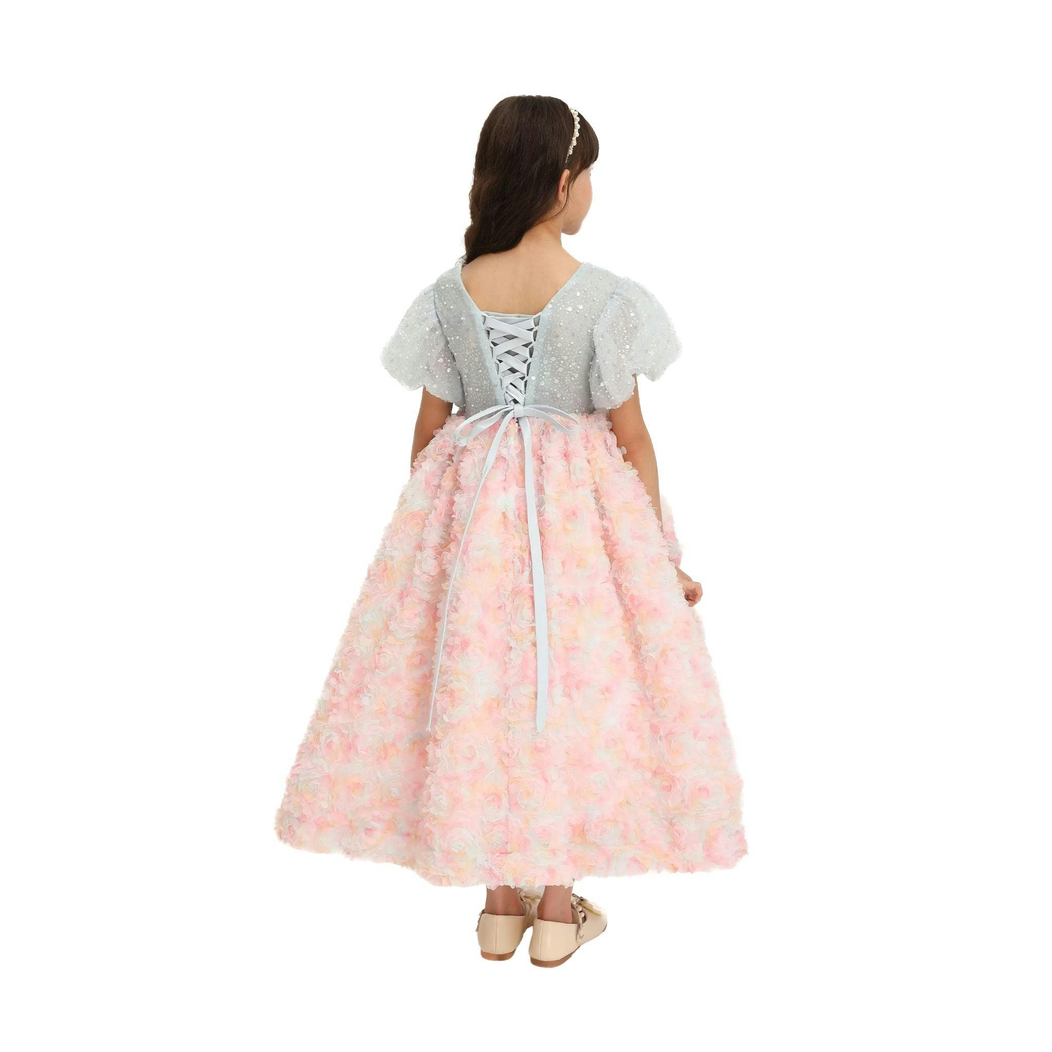 Blue Pastel Pink Floral Latona Dress