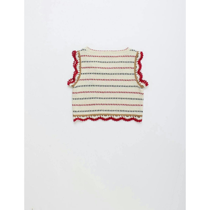 BARCOS KNIT TOP OFF WHITE / RED