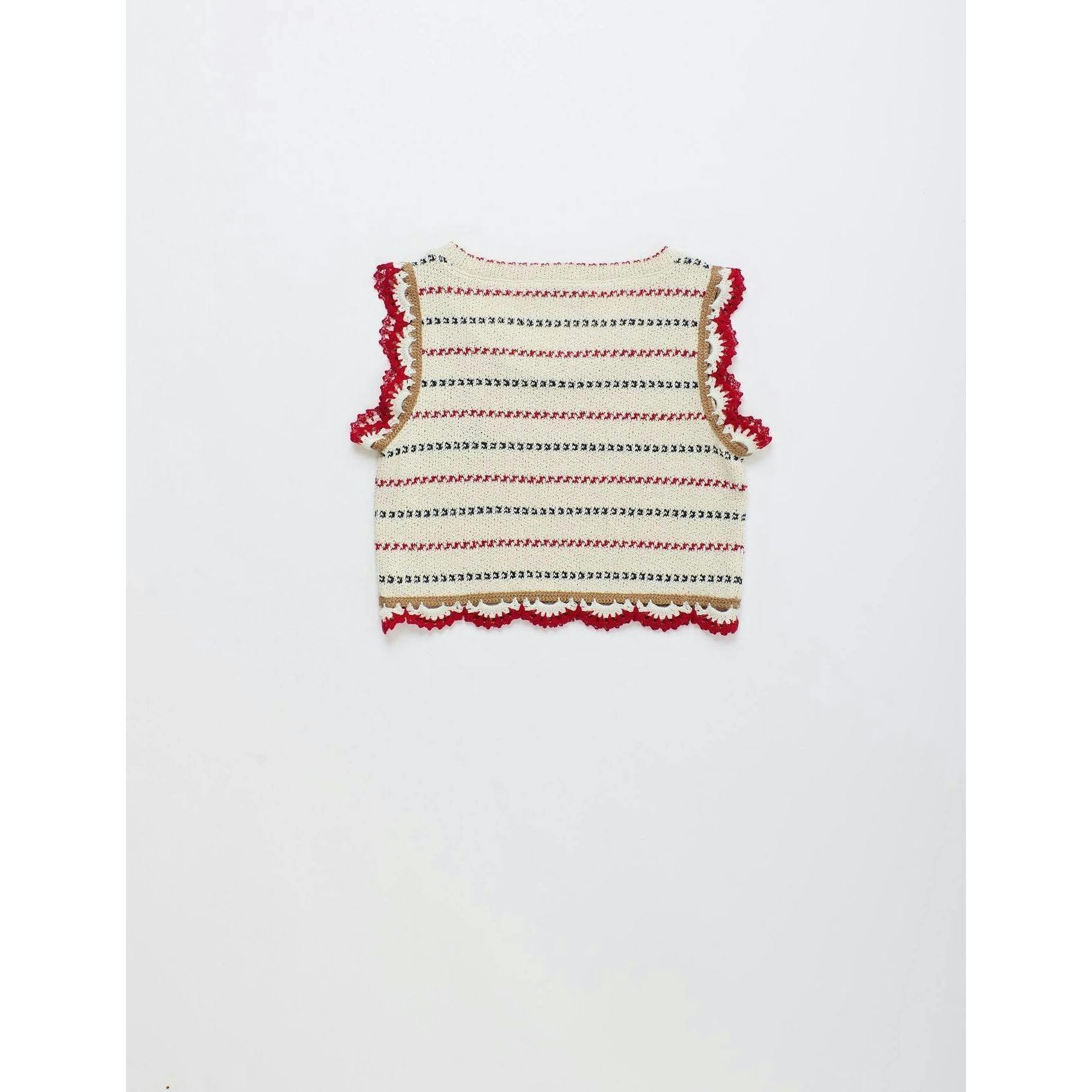 BARCOS KNIT TOP OFF WHITE / RED