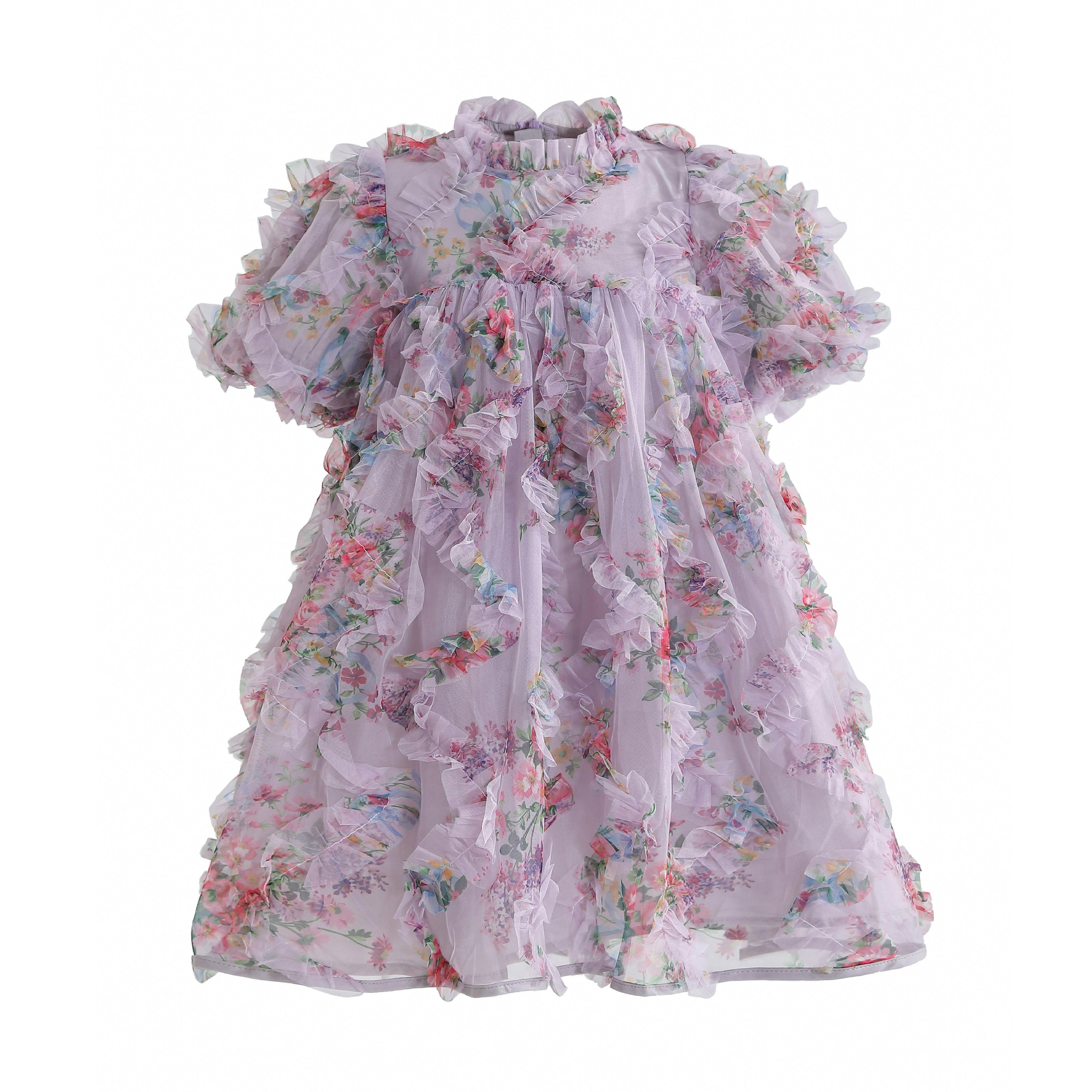 Lavender Garden Ruffle Occasion Dress