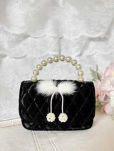 Velvet Fur Bow Purse