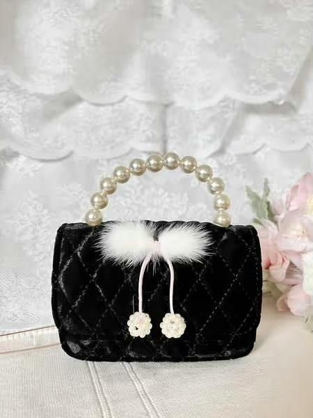 Velvet Fur Bow Purse