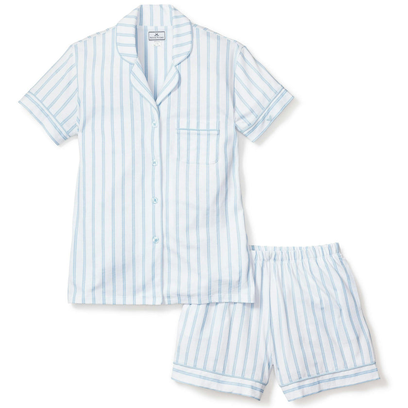 Women's Pima Pajama Short Set in Periwinkle Stripe