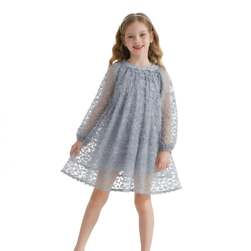 Light Blue Sheer Floral Dress