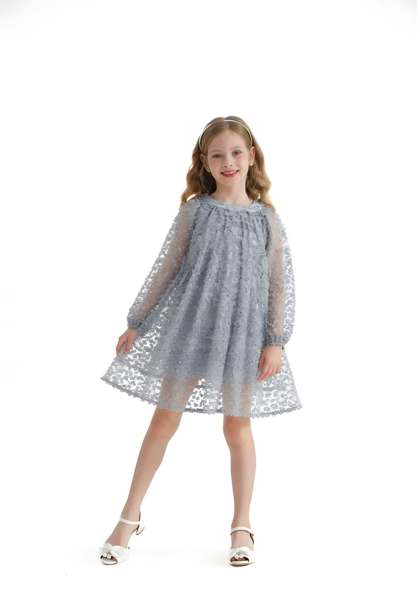 Light Blue Sheer Floral Dress