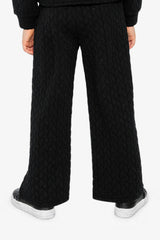 Wide Leg Jacquard Pants Black