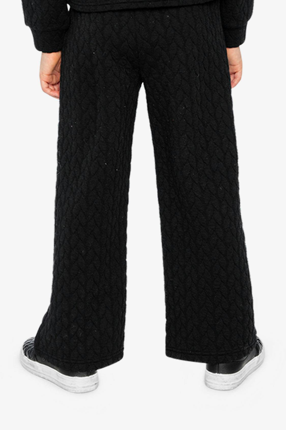 Wide Leg Jacquard Pants Black