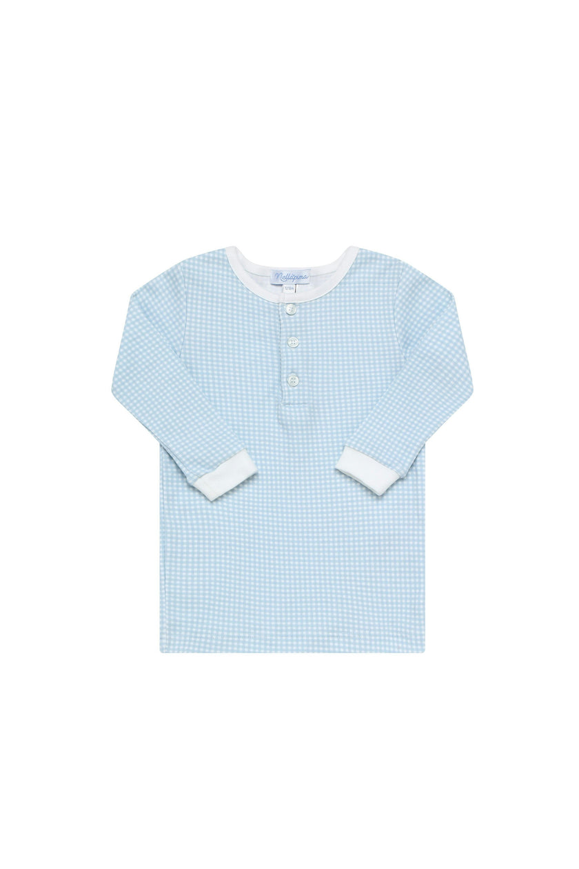 Blue Gingham Baby Pajamas