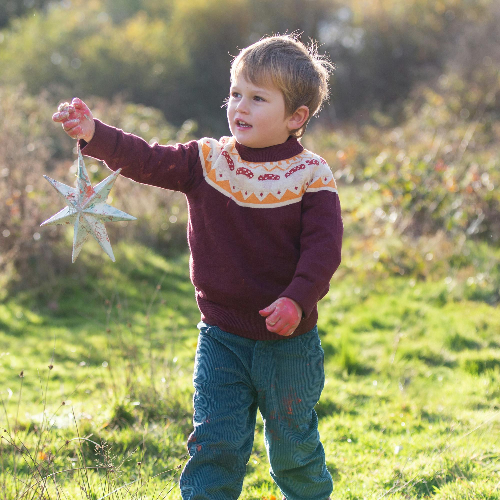 Mushroom Fairisle Knitted Jumper, Brown