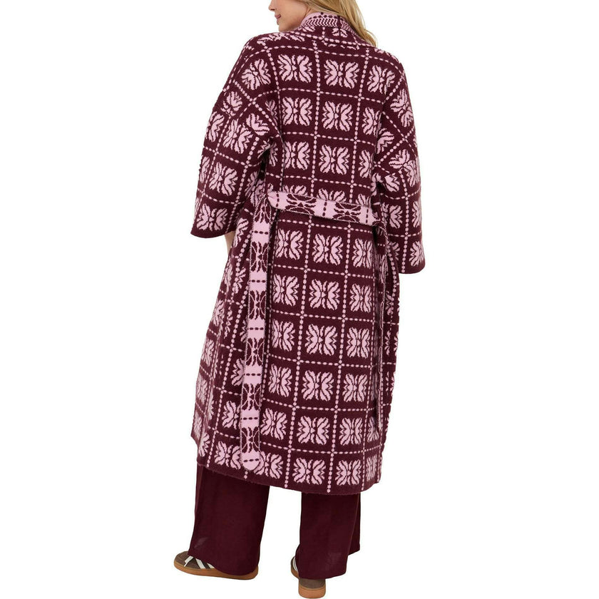 Ally Abstract Print Long Line Cardigan