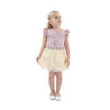 Mauve Cream Sequin Shorts Set
