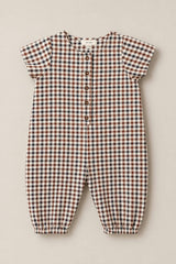 Baby Boy Trevor Romper in Chestnut Gingham