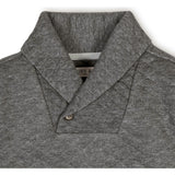 Long Sleeve Quilted Shawl Collar Sweatshirt with Elbow Patches, Grey