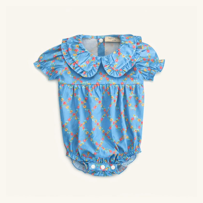 Ruffle Trim Baby Bubble in Watercolor Floral