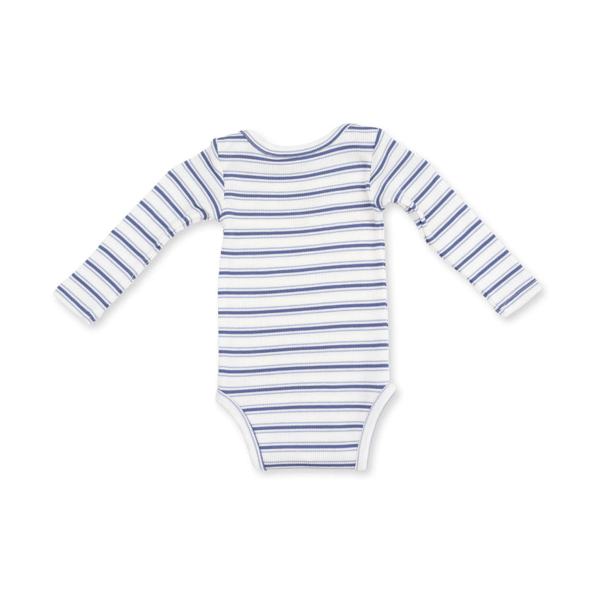 Vintage Stripe Blue - Long Sleeve Bodysuit