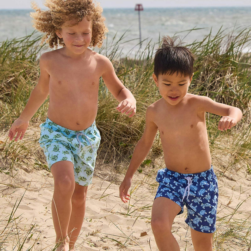 Boys Swimshorts in Navy Turtle