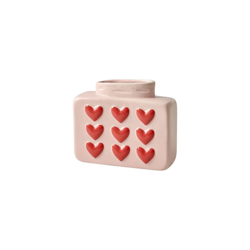 Ceramic Vase with Embossed Hearts