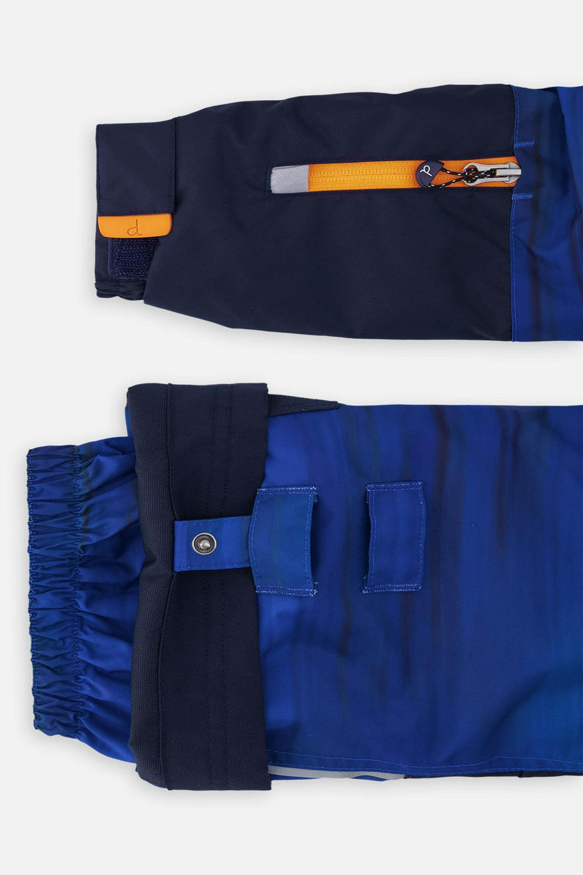 Two Piece Play Snowsuit Navy Blue and Orange with Blue Pants