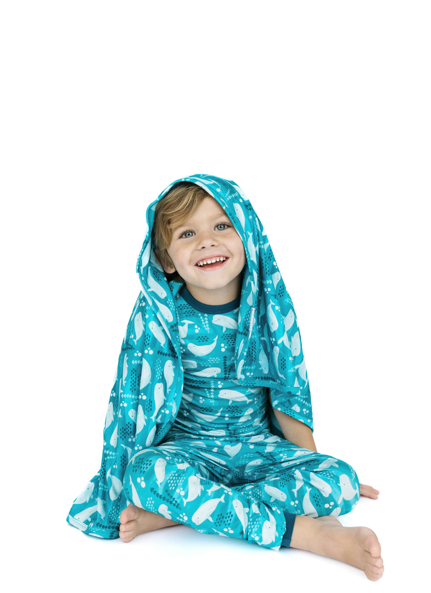 Beluga Whale Two-Piece Bamboo Short Sleeve Pajama Kids Pants Set