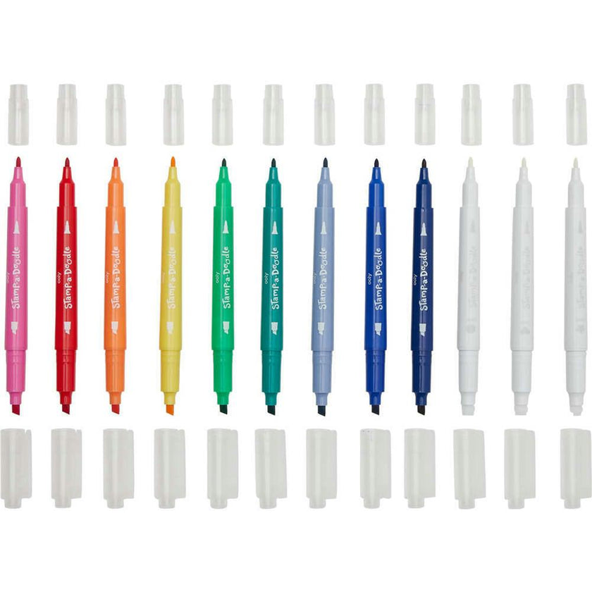 Stamp-A-Doodle Double-Ended Markers - Set of 12